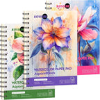 KOVIEDE 100% Cotton Watercolor Paper Pad 3 Pack Cold Press 140lb/300gsm Spiral by KOVIEDE