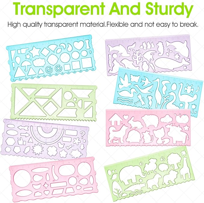 8PCS Drawing Stencils Set for Kids, Animal-Shaped Stencils Template Plastic - Image 4