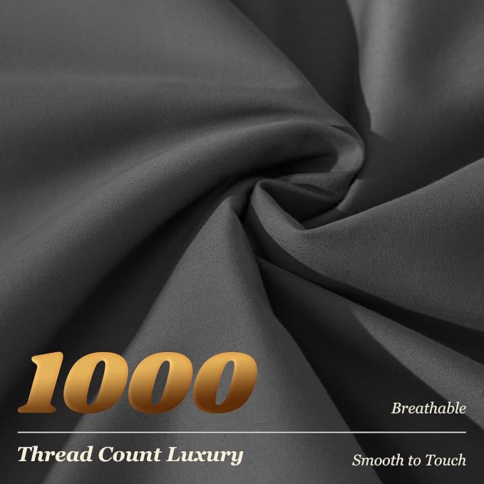LBRO2M 1000 Thread Count 100% Cotton Sheets Set, King Size Bed Sheet 4 Piece - Image 3