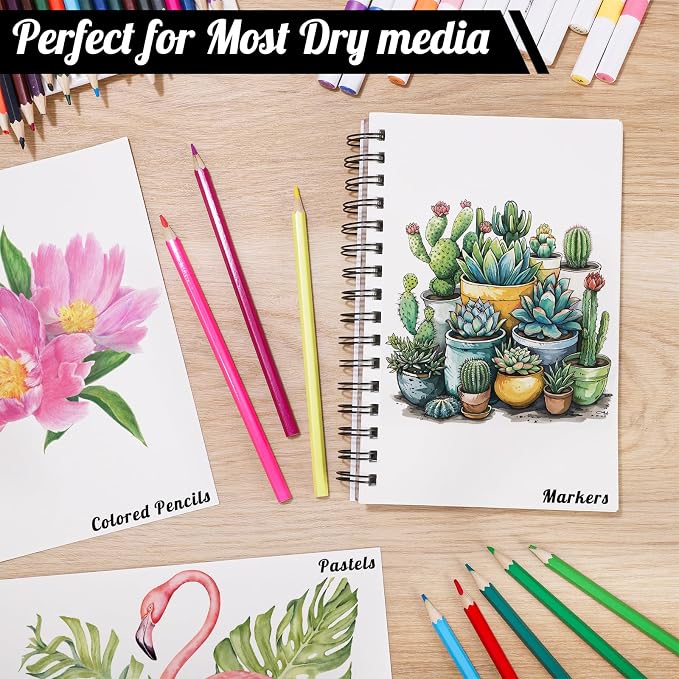 4 Pack Mixed Media Sketchbook, 5.5x8.5 inches Drawing Paper Sketch Book - Image 5