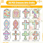 WinnerWhy 36 Set Religious Suncatcher Crafts Cross Diamond Art DIY Christian 5d - Image 3