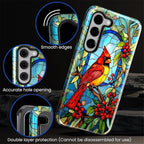 for Samsung Galaxy S23 Case, Stained Glass Cardinal Bird Pattern Glossy 2 in 1 - Image 5