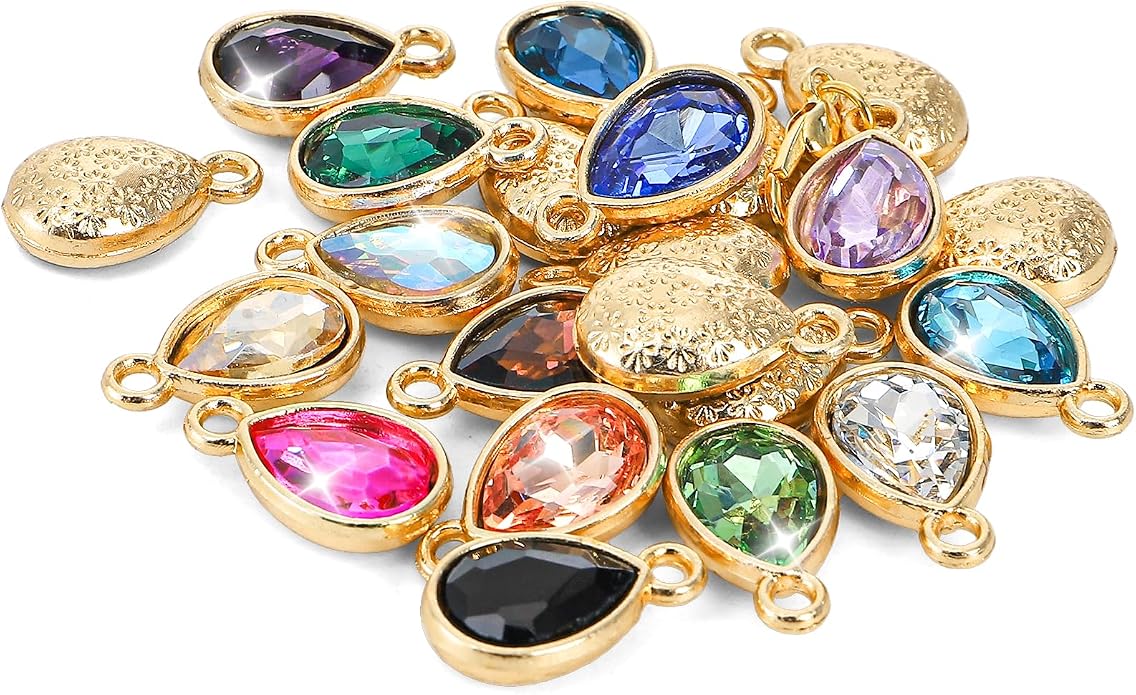 Cididu Crystal Birthstone Charms, Bulk Teardrop Beads Crystal Pendant Set - Image 4