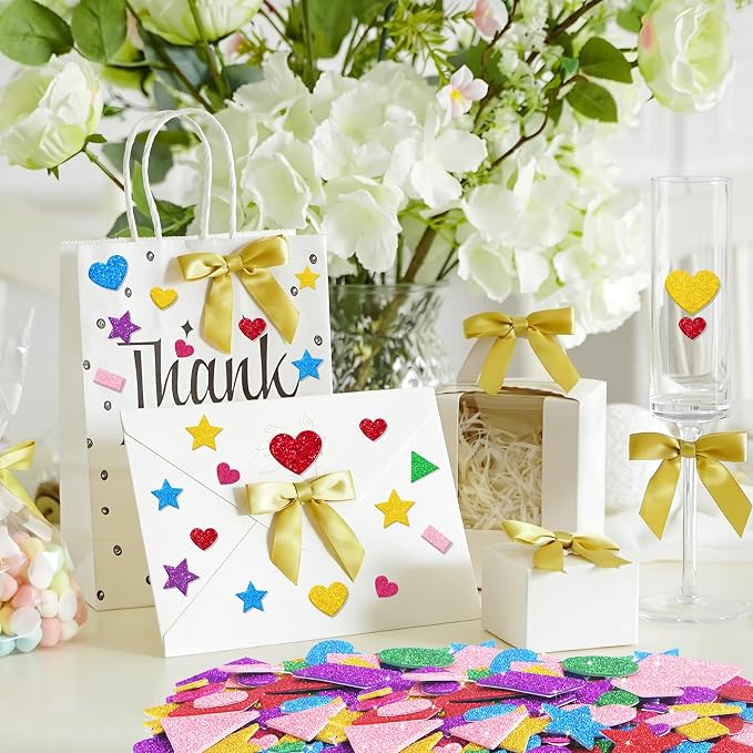 Foam Stickers, 7 Sheets 3D Glitter Foam Shape Stickers, Triangle Self-Adhesive - Image 6