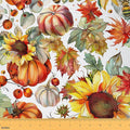 Sunflowers Bees Fabric by The Yard, Fall Autumn Botanical Leaves Flannel by CastleFairy