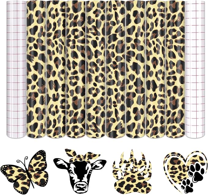 Tintnut Leopard Permanent Vinyl 8 Pcs 12x10in Yellow Spots Adhesive Vinyl | by Tintnut