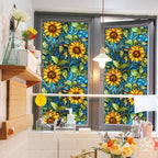 Sunflower Stained Glass Window Film, Non Adhesive Privacy Film, Stained Glass - Image 2