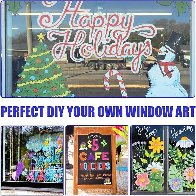 Window Chalk Markers for Cars Glass Washable, 20 Colors Jumbo Liquid Chalk - Image 6