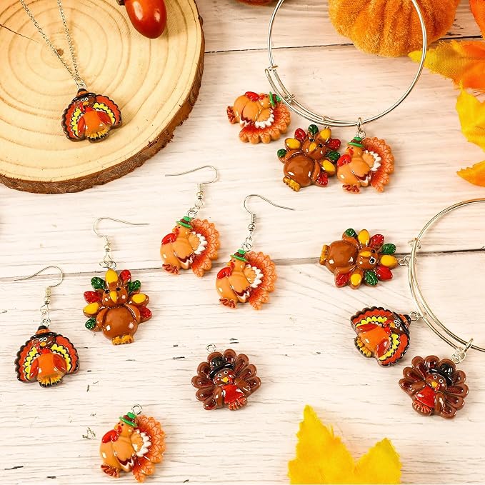 Augshy 64 Pcs Turkey Resin Charms, Thanksgiving Charm - Image 3