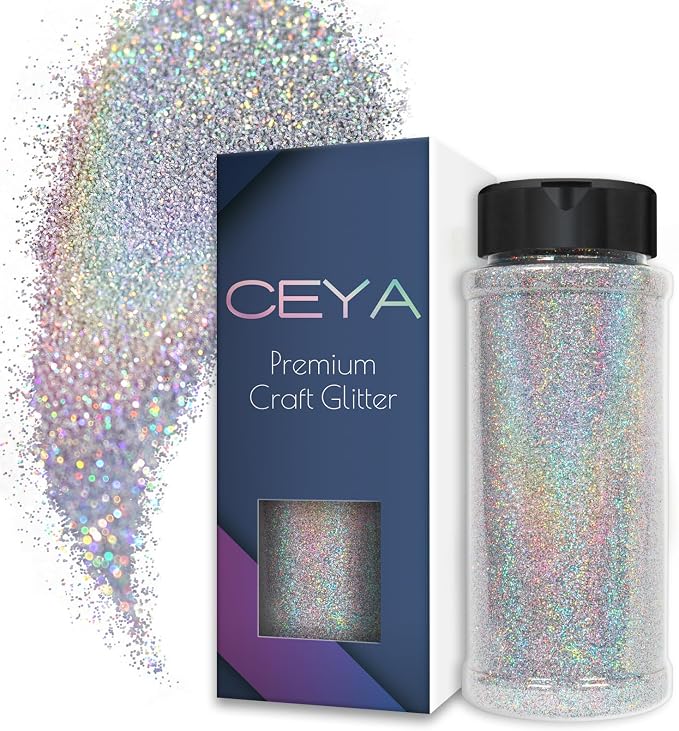 Ceya 3.8oz/ 110g Holographic Ultra Fine Glitter Powder Diamond Laser Silver by CEYA
