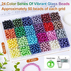 XSEINO About 1200+ PCS 6mm Imitation Pearl Style Glass Beads Bracelet Making Kit - Image 3