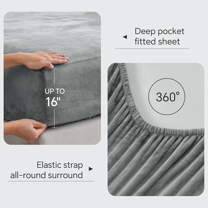 BEDELITE Flannel Sheets Twin Size Grey - Image 4