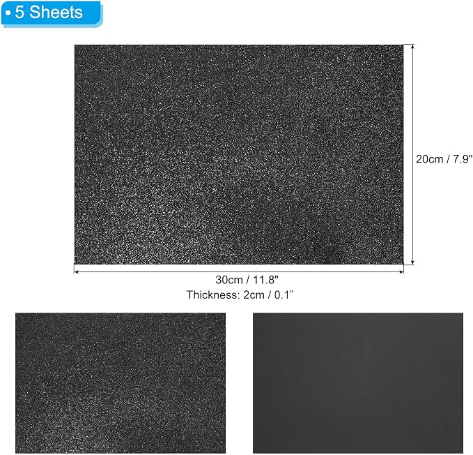 PATIKIL Black Shiny EVA Glitter Foam Sheet 11.8 x 7.9 Inch 2mm Thick Sparkle - Image 2