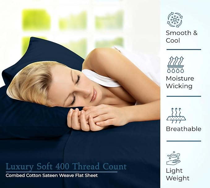 400 Thread Count 100% American Grown Cotton Flat Sheet - Image 5