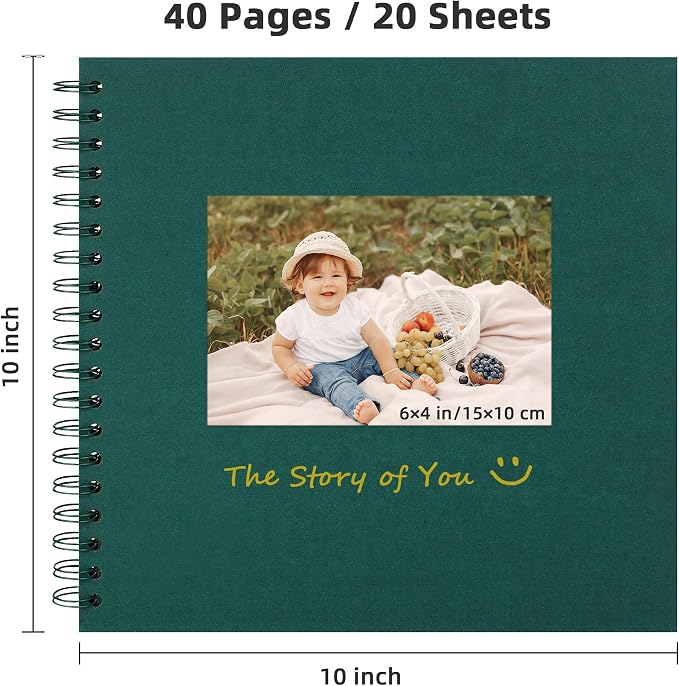 10x10 Inch DIY Scrapbook Photo Album, Hardcover Kraft Paper Acid-Free, 20 Sheets - Image 2