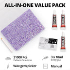31000Pcs Lavender Rhinestones for Bedazzling, Mult Sizes 2-6mm Flatback Gems - Image 2