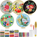 TINDTOP 5 Sets Embroidery Kit for Adults, Floral Embroidery Practice Kit for by TINDTOP