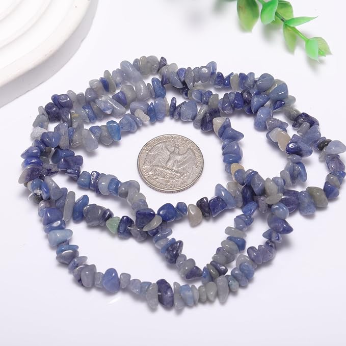 200 Pcs Crystal Chip Beads for Jewelry Making 5-8mm Blue Aventurine | Natural - Image 2