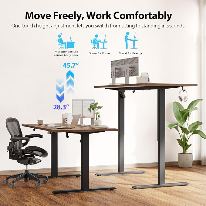 Agilestic Electric Standing Desk, 48 x 28 Inches Height Adjustable Desk - Image 4