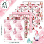 HunnmingRe 20 Pcs 10''x10'' Pink Christmas Quilting Fabric Square Santa Claus - Image 2