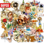 50PCS Vintage Aesthetic Stickers, Waterproof PET Scrapbooking Decals, Retro - Image 2