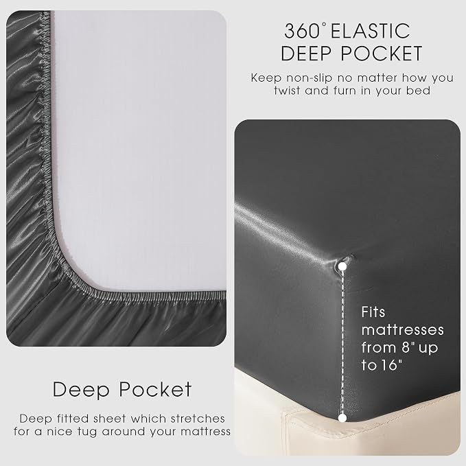 FreshCulture Satin Sheets Twin Size Bed Set - Image 4