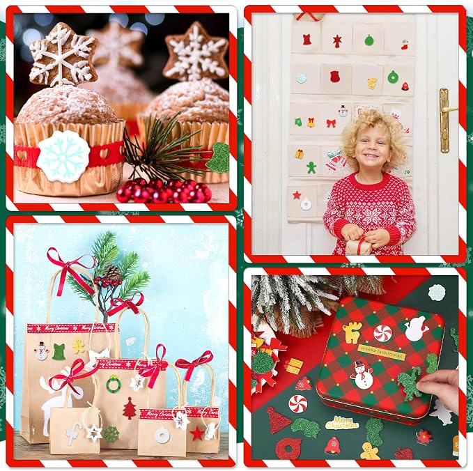 SEPGLITTER 600Pcs Christmas Foam Sticker Xmas Glitter Self Adhesive Sticker | - Image 7