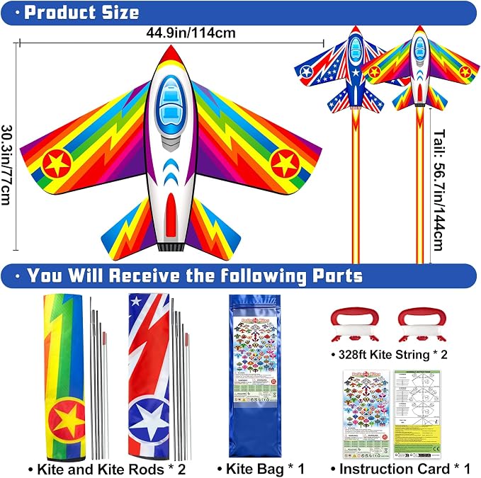 YongnKids Kite, 2 Pack Kites for Kids Ages 4-8 8-12 & Adults - Image 3