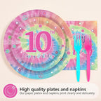 96Pcs Tie Dye 10th Birthday Party Decorations - Image 3