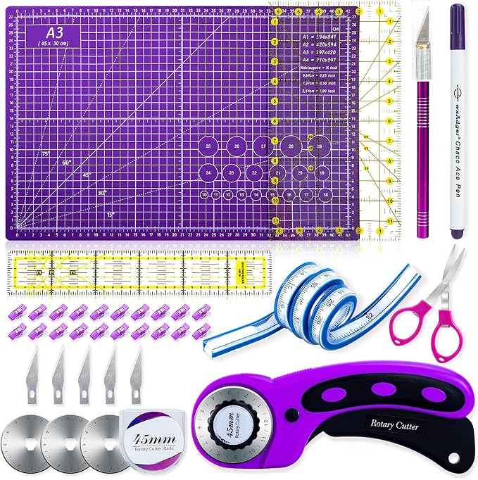 Nicecho Rotary Cutter Set, Sewing Quilting Supplies, 45mm Fabric Cutters by Nicecho