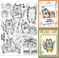 GLOBLELAND 8.3×5.8in Birthday Cats Animal Clear Stamp Sofa Cat Birthday Cake by GLOBLELAND