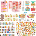 180 Pcs Dollhouse Miniature Kitchen Accessories Shopping Cart Basket Mini Food by Diinokiy