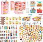 180 Pcs Dollhouse Miniature Kitchen Accessories Shopping Cart Basket Mini Food by Diinokiy