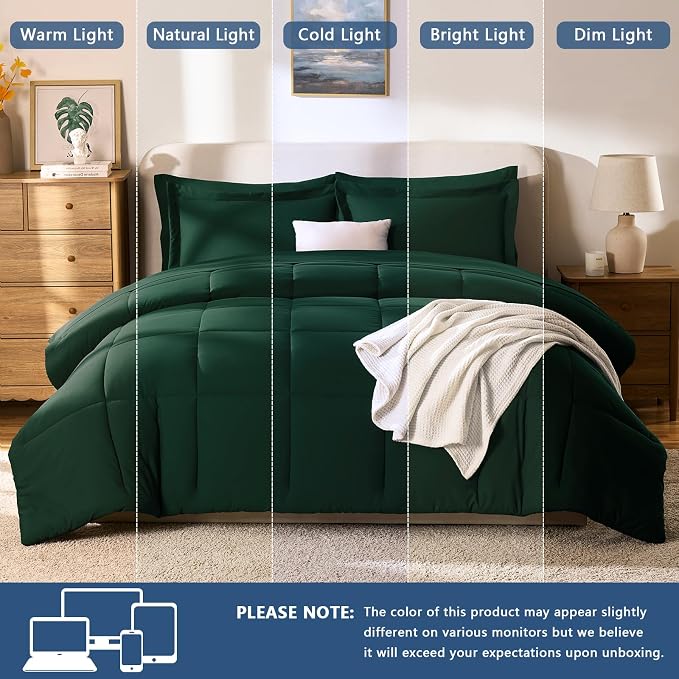 CozyLux Full Size Comforter Sets Emerald Green - Image 5