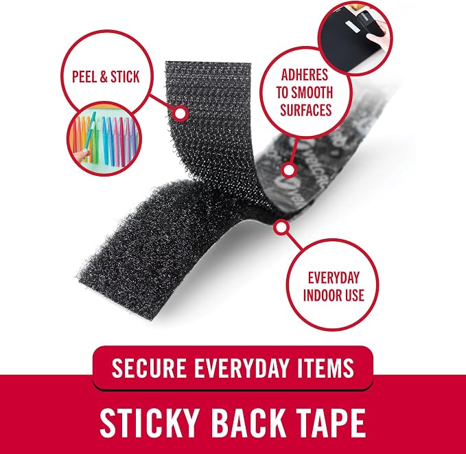 VELCRO Brand 5 Ft x 3/4 In | Black Tape Roll - Image 2