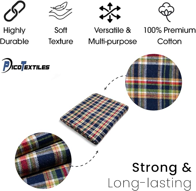 Pico Textiles 15 Yards Bolt Blue Red Tan Tartan Plaid Flannel Fabric - Image 4