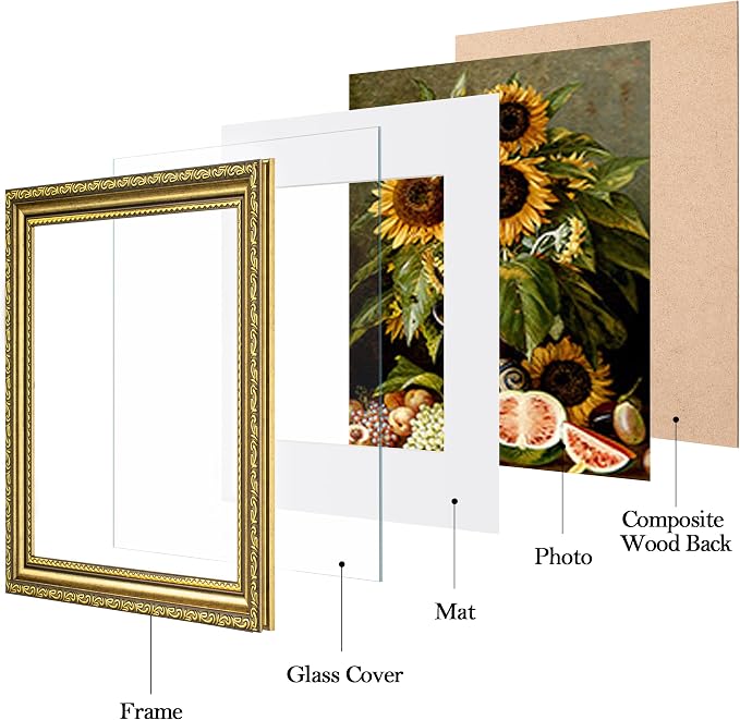 eletecpro 8x8 Vintage Picture Frame, Glass Cover, Tabletop or Wall Decor - Image 2