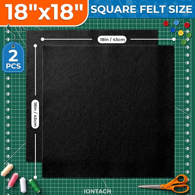 IONTACH 18" X 18" Soft Felt Sheets 1.6mm Thick | Acrylic Felt Fabric Sheets - Image 2