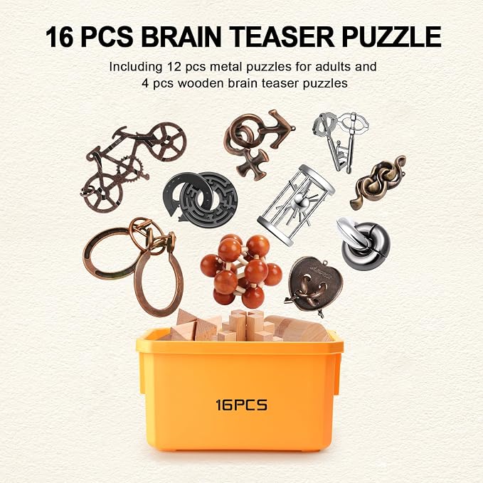 Metal Brain Teaser Puzzles Disentanglement Puzzles Metal Wooden Brain Teaser - Image 2