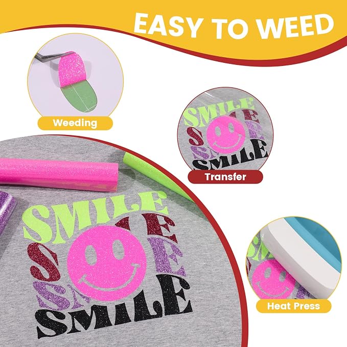 Glitter Heat Transfer Vinyl Rolls 12" x 5FT Pink - Image 4