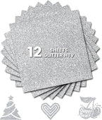 Glitter HTV Heat Transfer Vinyl, Silve 12pcs 12" x 10" Iron-on Vinyl | Iron On by Unknown