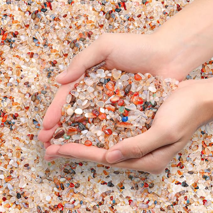 T4U Crystal Rocks for Aquarium, Carnelian Chips Pebbles for Plants 1 lb | by T4U