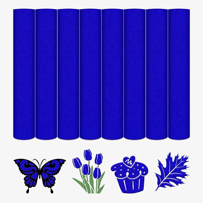 HTVSTD Blue Flock HTV Heat Transfer Vinyl 8 Sheets 12×10in Iron on Vinyl | by CraftingEveryday