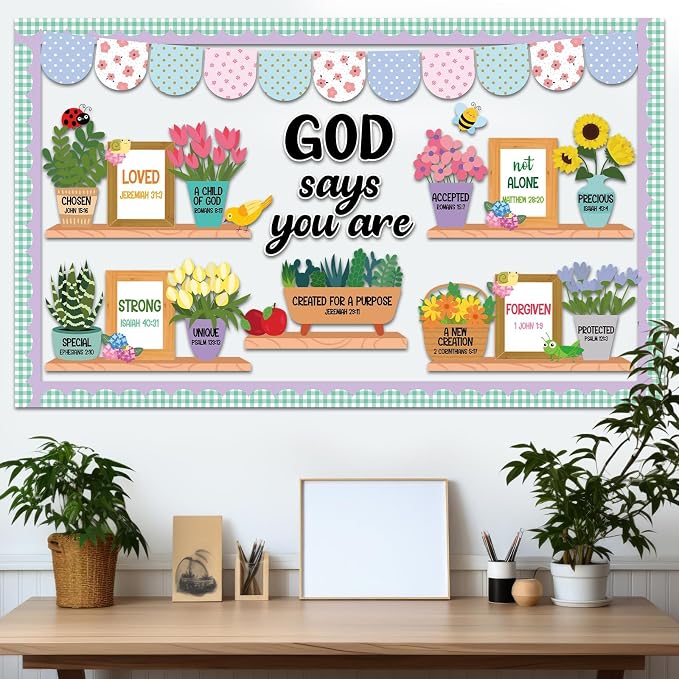 Christian Bulletin Board Set God Says You are Religious Classroom Decoration - Image 6