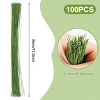 CCINEE 100 PCS Floral Wire Stems, 26 Gauge Green Paper Wrapped Florist Flower - Image 2