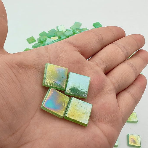 1.1 LB Ice Jade Mosaic Tiles, 0.59“ Square Glass Mosaic Pieces - Image 2