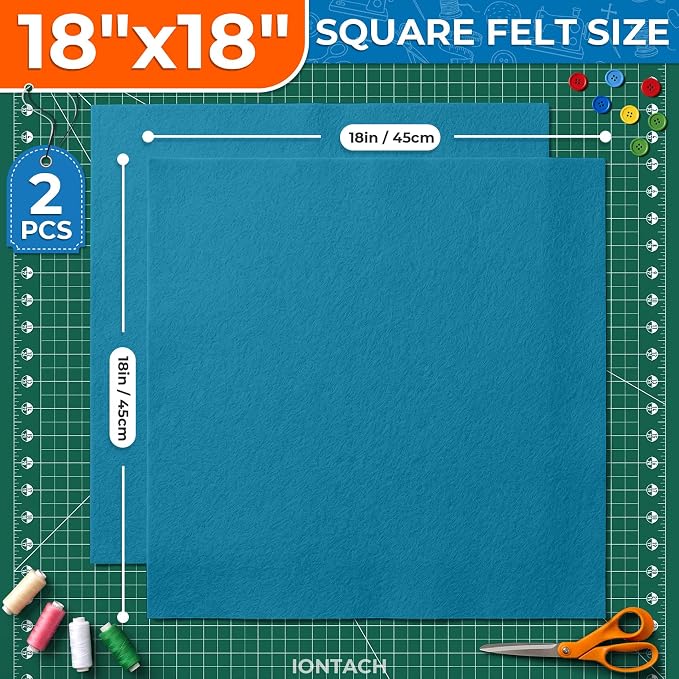 IONTACH 18" X 18" Soft Felt Sheets 1.6mm Thick | Acrylic Felt Fabric Sheets - Image 2
