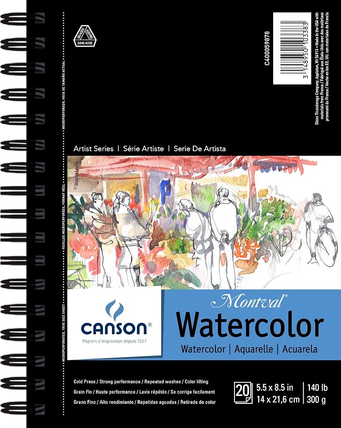 Canson Artist Series Montval Watercolor Paper Pad, 5.5x8.5 inch, Side Wire by Unknown