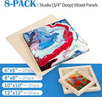 Falling in Art Unfinished Birch Wood Canvas Panels Kit, 8 Pack of 4 Sizes - Image 3