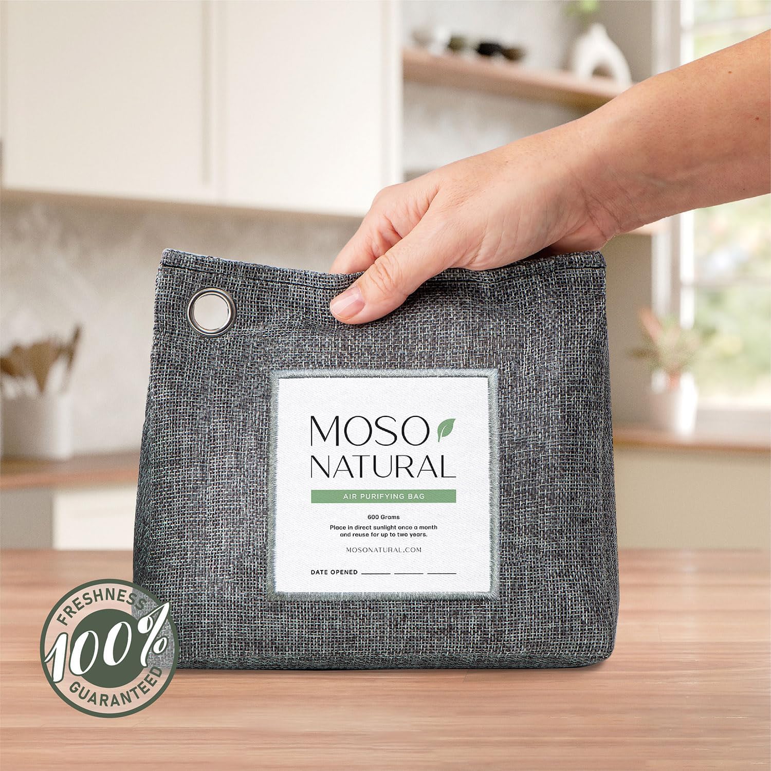 Moso Natural Air Purifying Bag 600g (21oz) Premium Bamboo Charcoal Odor Absorber | Room Deodorizer for Large Spaces, Bedroom, Kitchen, Basement | Pet Odor Eliminator for Home | Unscented (5 Pack)
